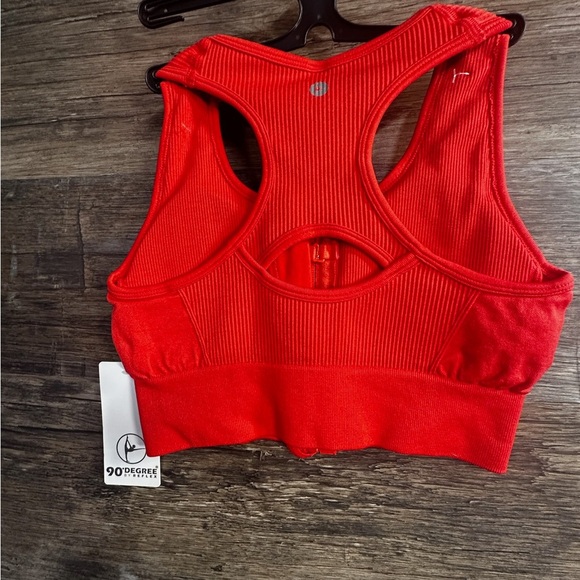 90 Degree By Reflex Vibrant Red Zip Sports Bra - Picture 2 of 3